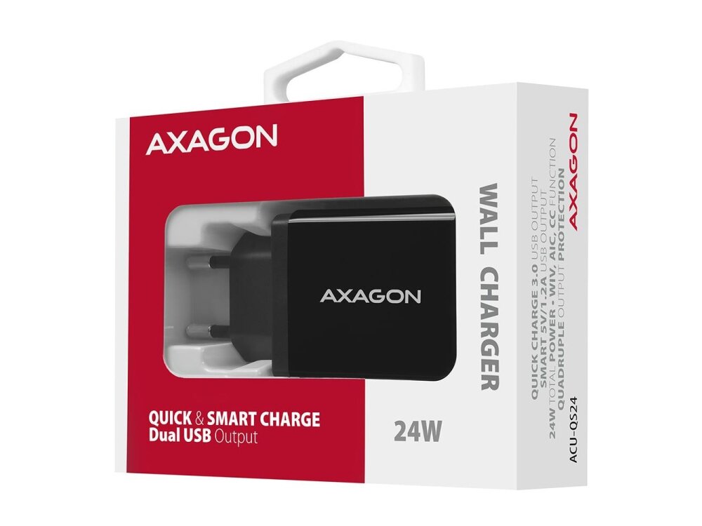 MOBILE CHARGER WALL USB 24W/2PORT ACU-QS24 AXAGON 1