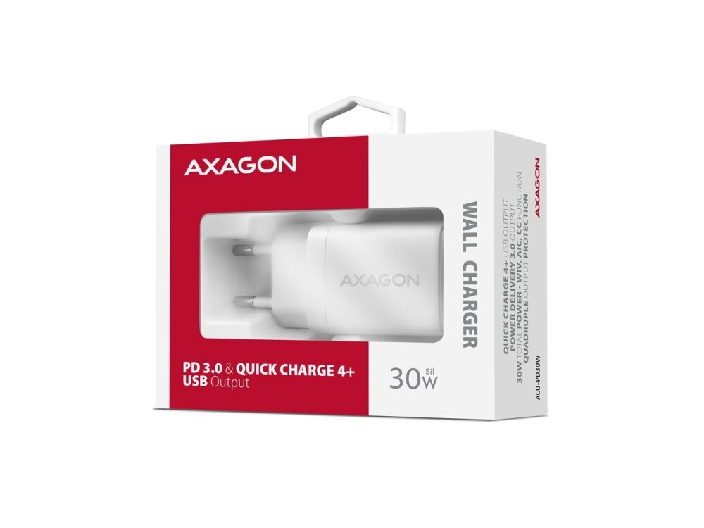 MOBILE CHARGER WALL USB-C 30W/1PORT WHITE ACU-PD30W AXAGON 1