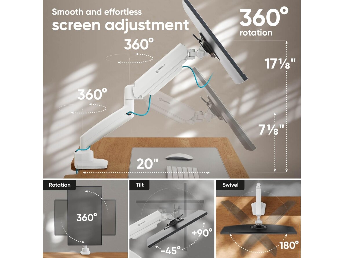 MONITOR ACC DESK MOUNT/13-32" BLK/WHT G80-BW ONKRON 3
