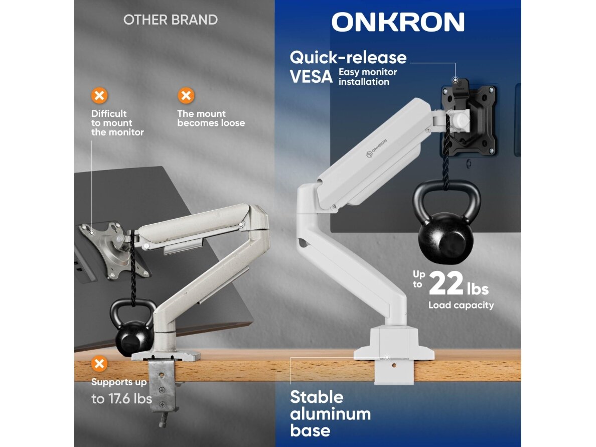 MONITOR ACC DESK MOUNT/13-32" BLK/WHT G80-BW ONKRON 4