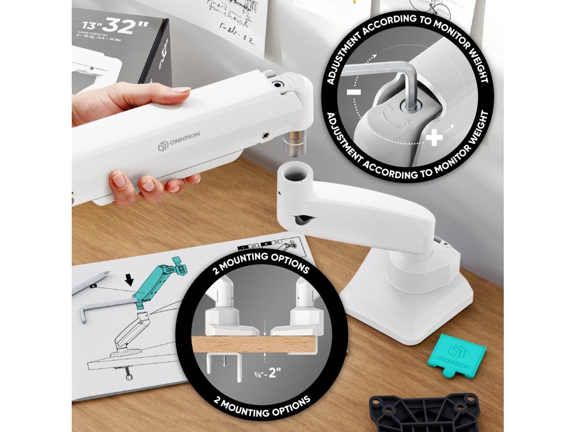 MONITOR ACC DESK MOUNT/13-32" BLK/WHT G80-BW ONKRON 8 MONITOR ACC DESK MOUNT/13-32" BLK/WHT G80-BW ONKRON 8