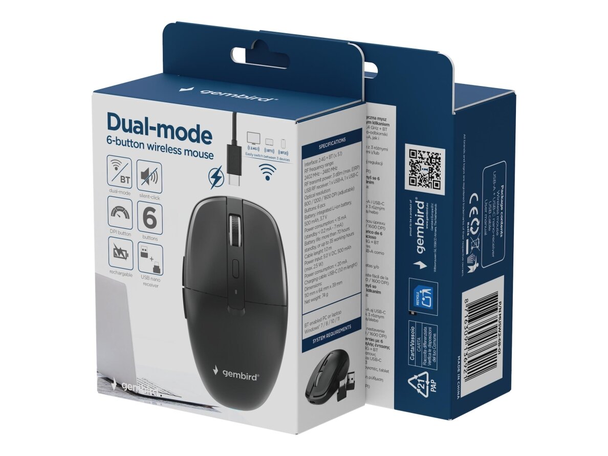 MOUSE USB OPTICAL WRL/MUSW2-6B-01 GEMBIRD 8 MOUSE USB OPTICAL WRL/MUSW2-6B-01 GEMBIRD 8