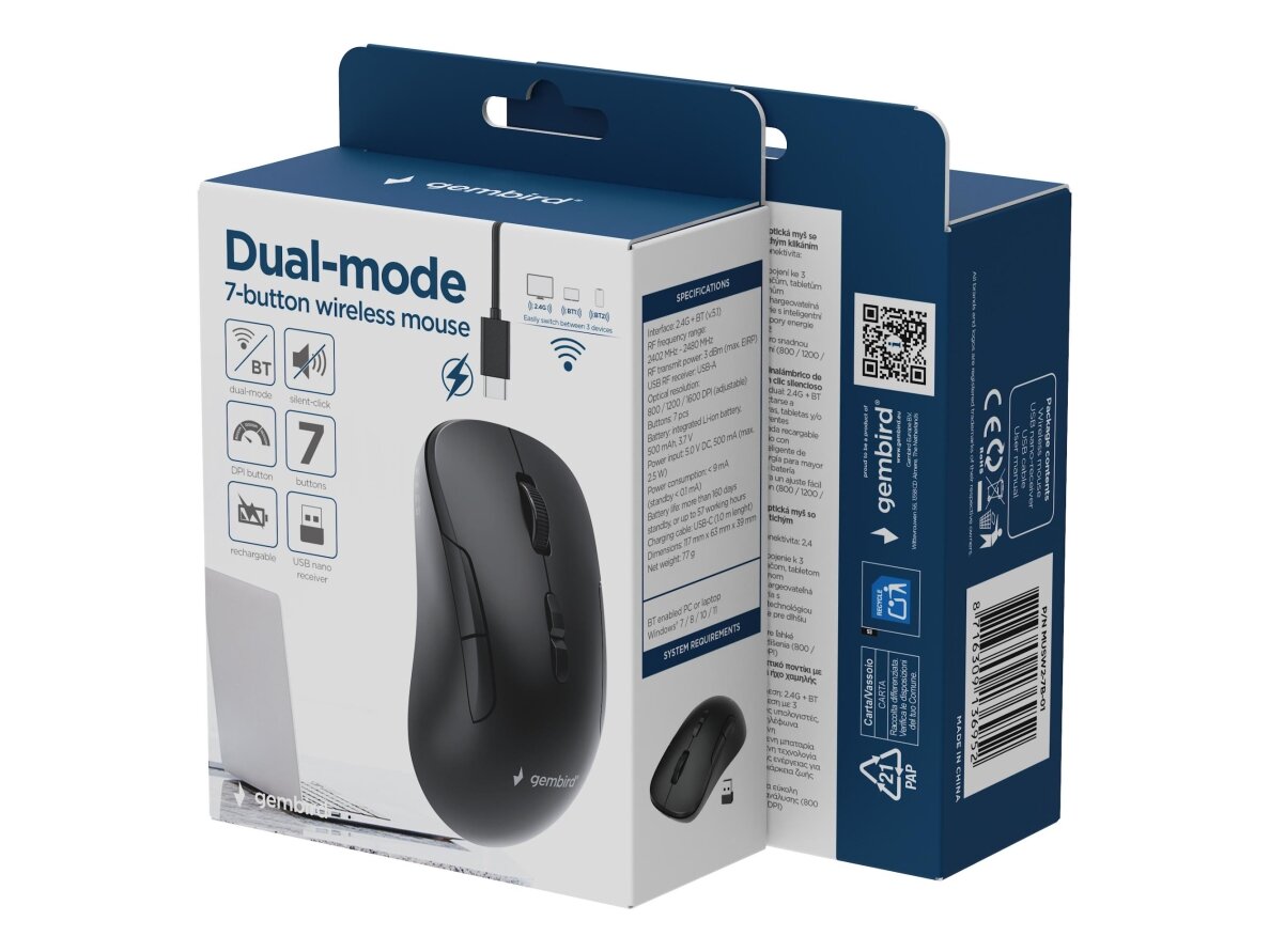MOUSE USB OPTICAL WRL/MUSW2-7B-01 GEMBIRD 8