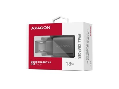 MOBILE CHARGER WALL USB 18W/1PORT BLACK ACU-QC18 AXAGON