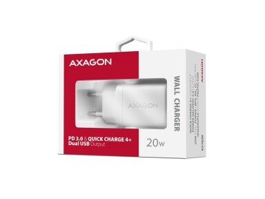 MOBILE CHARGER WALL USB 20W/2PORT WHITE ACU-PQ20W AXAGON