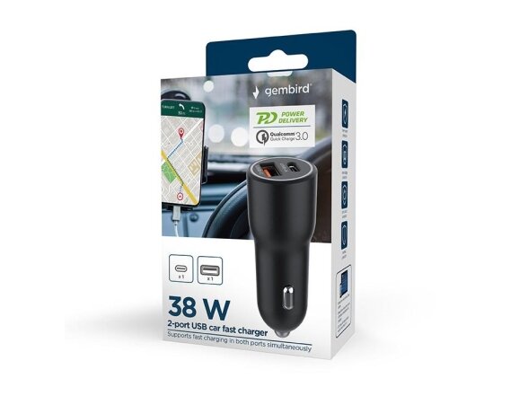 MOBILE CHARGER CAR USB 2PORT/TA-UC-AC2PDQC38-CAR-01 GEMBIRD 3