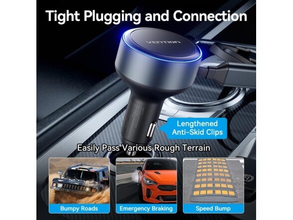 MOBILE CHARGER CAR USB/3P BLACK FFOB0 VENTION 10