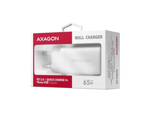 MOBILE CHARGER WALL USB 65W/GAN 3PORT ACU-DPQ65W AXAGON 1