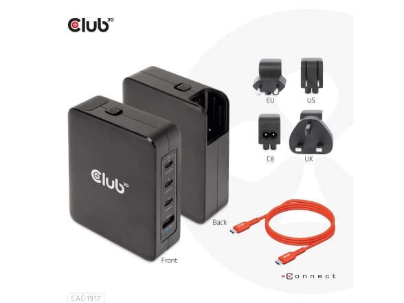 MOBILE TRAVEL CHARGER USB-C/140W GAN CAC-1917 CLUB3D 6 MOBILE TRAVEL CHARGER USB-C/140W GAN CAC-1917 CLUB3D 6