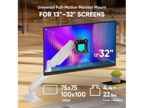 MONITOR ACC DESK MOUNT/13-32" BLK/WHT G80-BW ONKRON 2