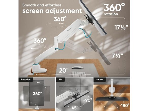 MONITOR ACC DESK MOUNT/13-32" BLK/WHT G80-BW ONKRON 3