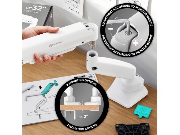 MONITOR ACC DESK MOUNT/13-32" BLK/WHT G80-BW ONKRON 8