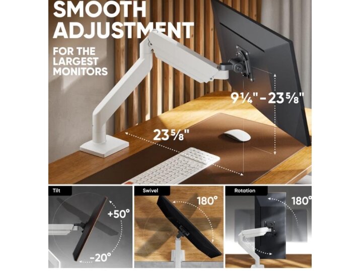 MONITOR ACC DESK MOUNT/15-42" BLK/WHT G110-BW ONKRON 3
