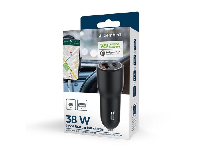 MOBILE CHARGER CAR USB 2PORT/TA-UC-AC2PDQC38-CAR-01 GEMBIRD 3