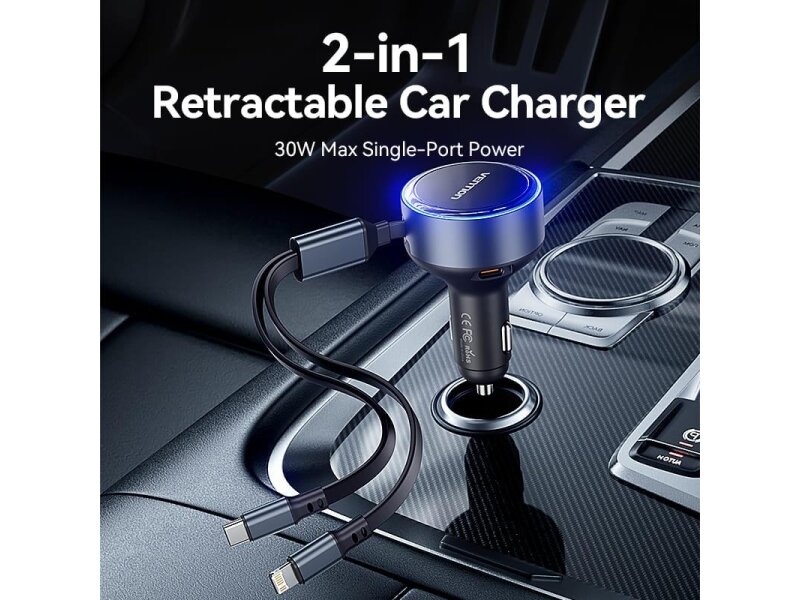 MOBILE CHARGER CAR USB/3P BLACK FFOB0 VENTION 1