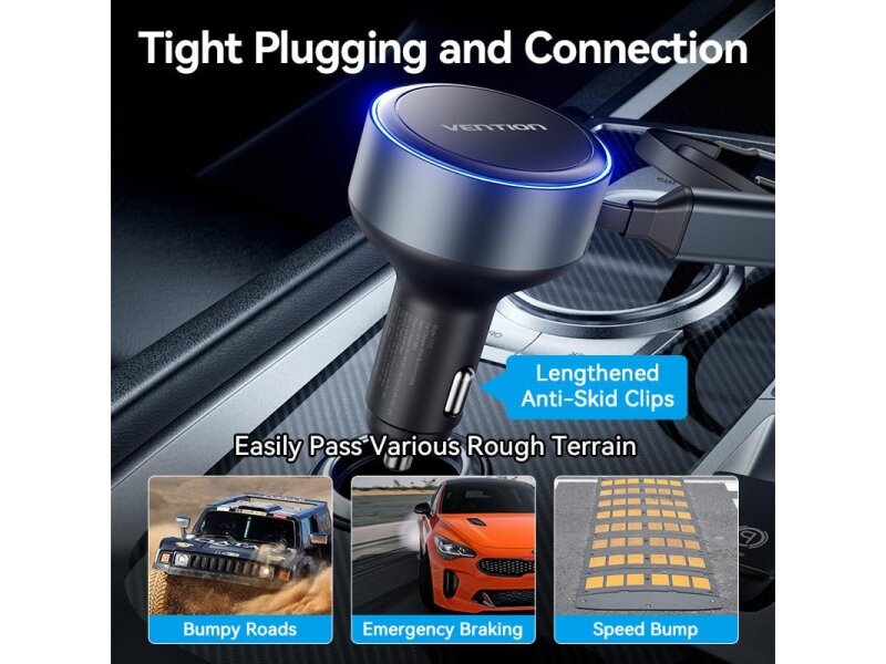 MOBILE CHARGER CAR USB/3P BLACK FFOB0 VENTION 10