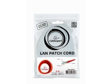 PATCH CABLE CAT6 UTP 3M/RED PP6U-3M/R GEMBIRD