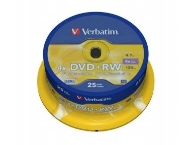 Perrašomi Dvd-rw diskai 1x25vnt. Verbatim 4,7gb