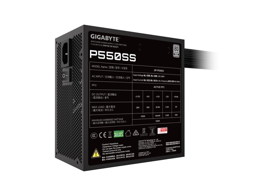 Power Supply|GIGABYTE|550 Watts|Efficiency 80 PLUS SILVER|PFC Active|MTBF 100000 hours|GP-P550SS 3 Power Supply|GIGABYTE|550 Watts|Efficiency 80 PLUS SILVER|PFC Active|MTBF 100000 hours|GP-P550SS 3