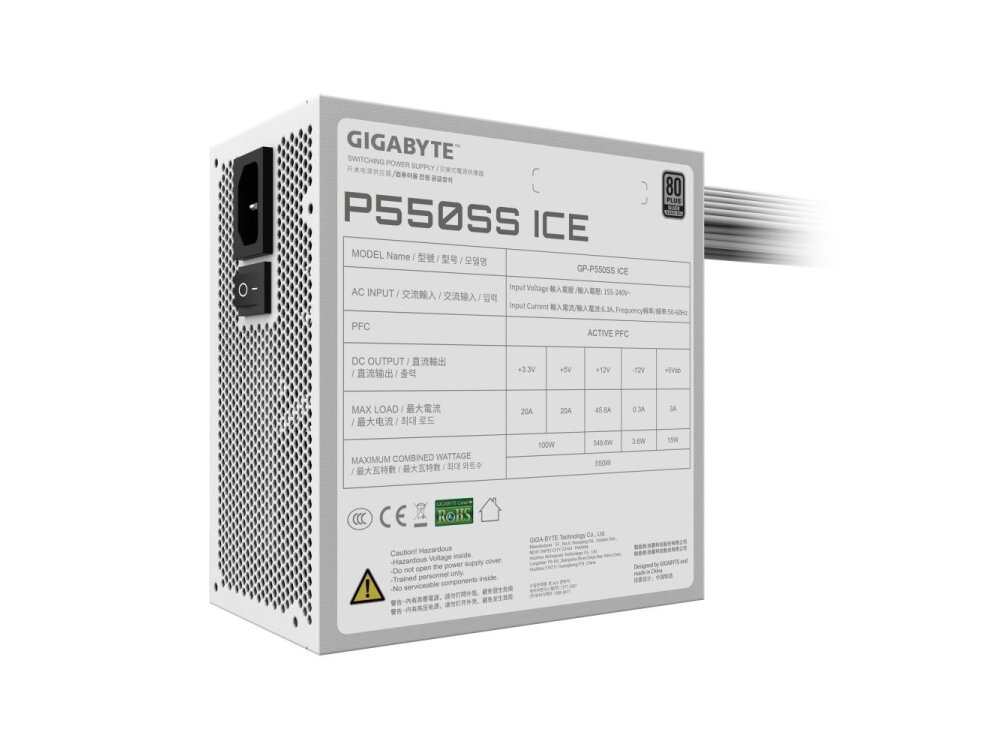 Power Supply|GIGABYTE|GP-P550SS ICE|550 Watts|Efficiency 80 PLUS SILVER|PFC Active|MTBF 100000 hours|GP-P550SSICE 4 Power Supply|GIGABYTE|GP-P550SS ICE|550 Watts|Efficiency 80 PLUS SILVER|PFC Active|MTBF 100000 hours|GP-P550SSICE 4
