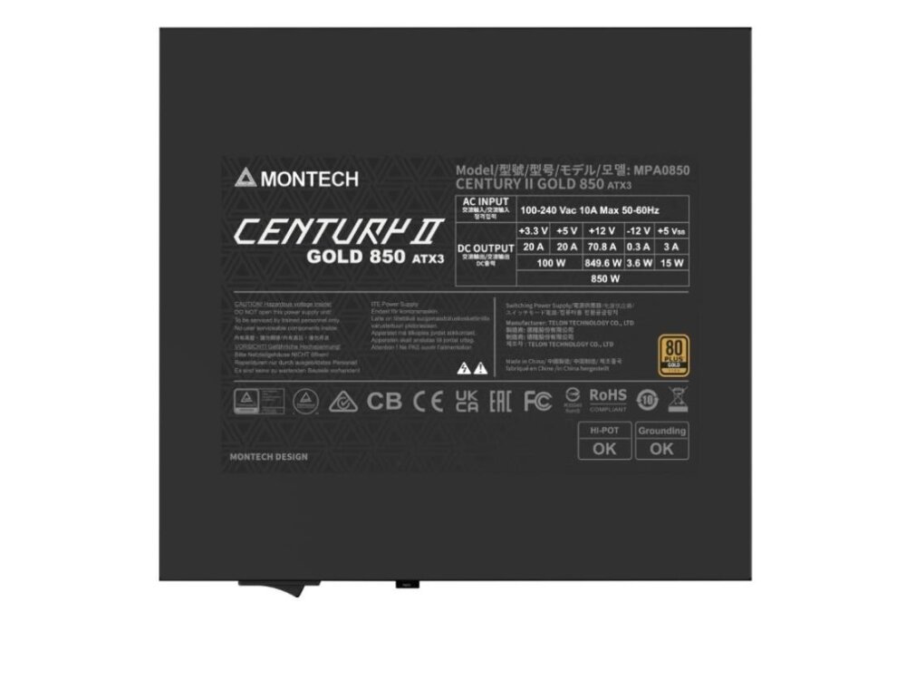 Power Supply|MONTECH|CENTURY II|ATX|850 W|CENTURYII850 2