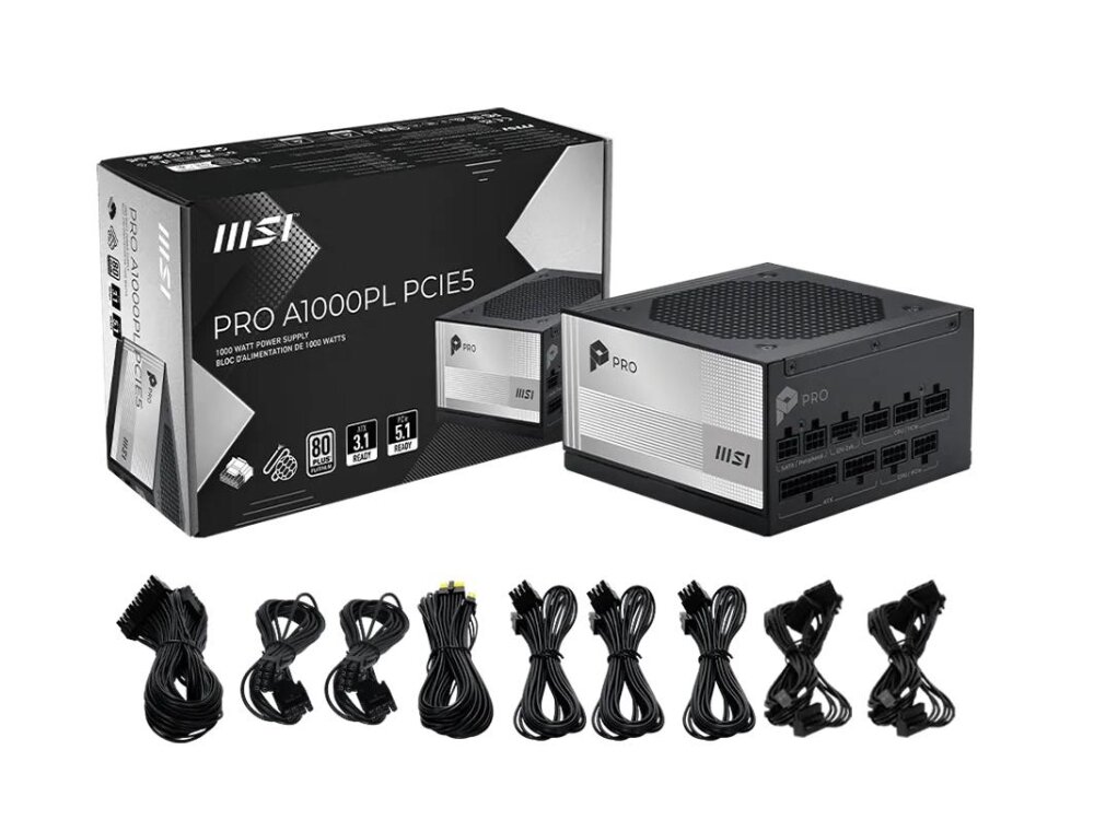 Power Supply|MSI|PRO A1000PL PCIE5|ATX|PC|100 - 240 V|1000 W|PROA1000PLPCIE5 4 Power Supply|MSI|PRO A1000PL PCIE5|ATX|PC|100 - 240 V|1000 W|PROA1000PLPCIE5 4