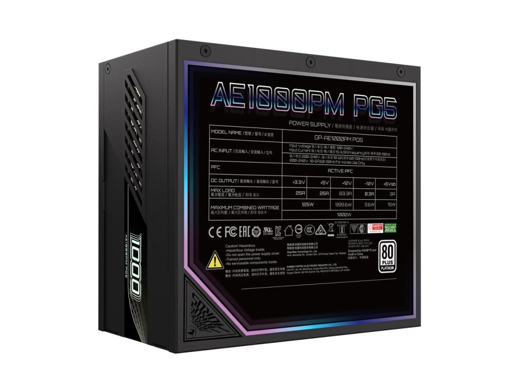 Power Supply|NZXT|GP-AE1000PM PG5|1000 Watts|Efficiency 80 PLUS PLATINIUM|PFC Active|MTBF 100000 hours|GP-AE1000PMPG5 4