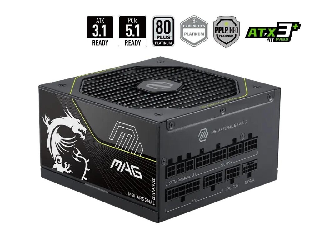 Power Supply|MSI|MAG A1200PLS PCIE5|ATX|PC|100 - 240 V|1200 W|MAGA1200PLSPCIE5 Power Supply|MSI|MAG A1200PLS PCIE5|ATX|PC|100 - 240 V|1200 W|MAGA1200PLSPCIE5