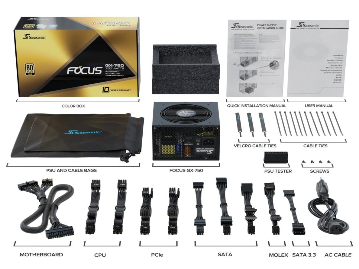 Power Supply|SEASONIC|FOCUS-GX-750-ATX31|750 Watts|Efficiency 80 PLUS GOLD|MTBF 100000 hours|FOCUS-GX-750-ATX31 1 Power Supply|SEASONIC|FOCUS-GX-750-ATX31|750 Watts|Efficiency 80 PLUS GOLD|MTBF 100000 hours|FOCUS-GX-750-ATX31 1