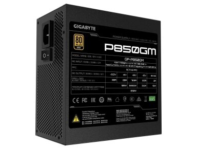Power Supply|GIGABYTE|850 Watts|Efficiency 80 PLUS GOLD|PFC Active|MTBF 100000 hours|GP-P850GM