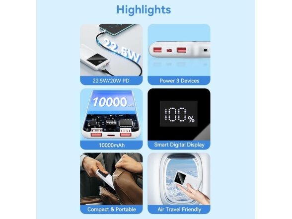 POWER BANK USB 10000MAH 22.5W/BLACK FHKB0 VENTION 2