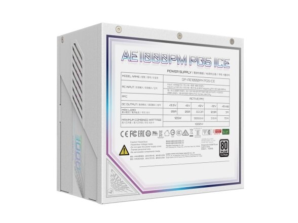 Power Supply|GIGABYTE|GP-AE1000PM PG5 ICE|1000 Watts|Efficiency 80 PLUS PLATINIUM|PFC Active|MTBF 100000 hours|GP-AE1000PMPG5ICE 1 Power Supply|GIGABYTE|GP-AE1000PM PG5 ICE|1000 Watts|Efficiency 80 PLUS PLATINIUM|PFC Active|MTBF 100000 hours|GP-AE1000PMPG5ICE 1
