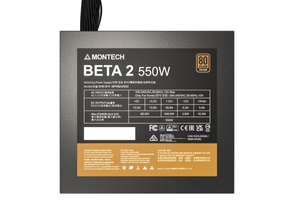 Power Supply|MONTECH|BETA 2|ATX|PC|100 - 240 V|550 W|BETA2550W 6