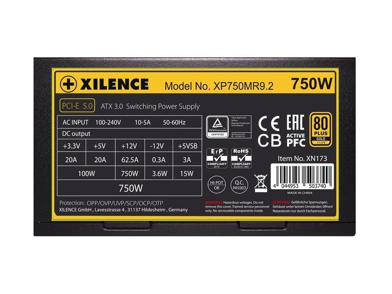 Power Supply|XILENCE|750 Watts|Efficiency 80 PLUS GOLD|PFC Active|XN173 4