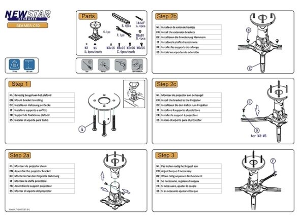 PROJECTOR ACC CEILING MOUNT/18.5CM BEAMER-C50 NEOMOUNTS 5 PROJECTOR ACC CEILING MOUNT/18.5CM BEAMER-C50 NEOMOUNTS 5