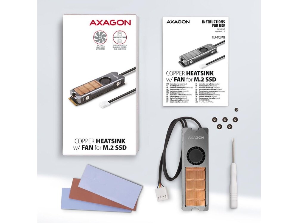 SSD ACC COOLER M.2 COPPER FAN/CLR-M2FAN AXAGON 1