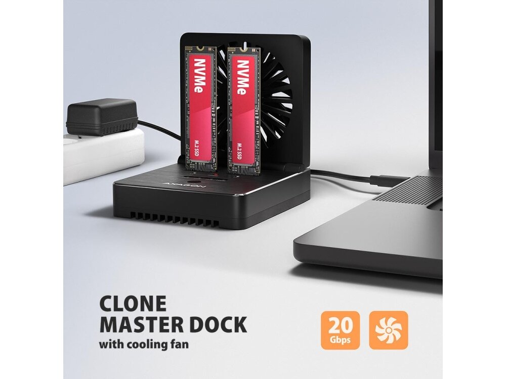 SSD ACC DOCK STATION USB-C/2XM.2 NVME ADSA-M2C22 AXAGON 1