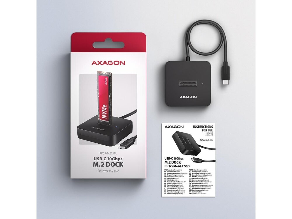 SSD ACC DOCK STATION USB-C/M.2 NVME ADSA-M2C11L AXAGON 1