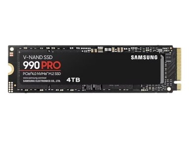 SSD|SAMSUNG|990 PRO|4TB|M.2|PCIe Gen4|NVMe|TLC|Write speed 6900 MBytes/sec|Read speed 7450 MBytes/sec|2.3mm|TBW 2400 TB|MTBF 1500000 hours|MZ-V9P4T0BW