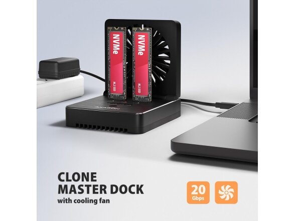 SSD ACC DOCK STATION USB-C/2XM.2 NVME ADSA-M2C22 AXAGON 1