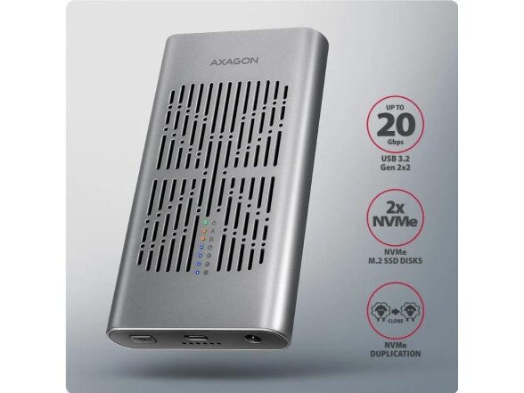 SSD ACC ENCLOSURE M.2 NVME/USB-C EEM2-20GD AXAGON 1