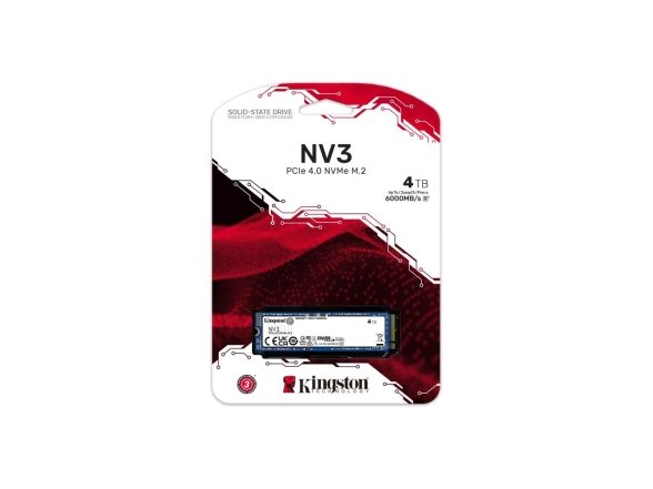 SSD|KINGSTON|NV3|4TB|M.2|PCIE|3D NAND|Write speed 5000 MBytes/sec|Read speed 6000 MBytes/sec|MTBF 200000 hours|SNV3S/4000G 2 SSD|KINGSTON|NV3|4TB|M.2|PCIE|3D NAND|Write speed 5000 MBytes/sec|Read speed 6000 MBytes/sec|MTBF 200000 hours|SNV3S/4000G 2