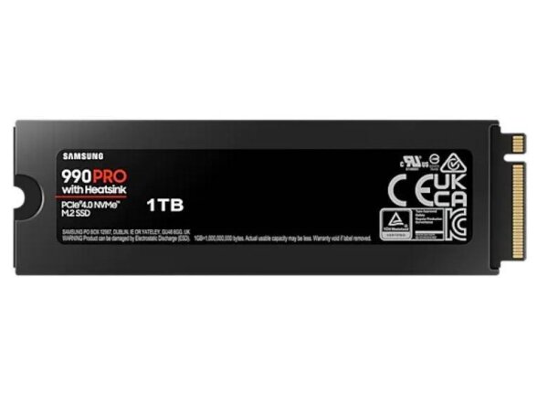 SSD|SAMSUNG|990 PRO with Heatsink|1TB|M.2|PCIE|NVMe|MLC|Write speed 6900 MBytes/sec|Read speed 7450 MBytes/sec|2.3mm|TBW 600 TB|MTBF 1500000 hours|MZ-V9P1T0GW 1