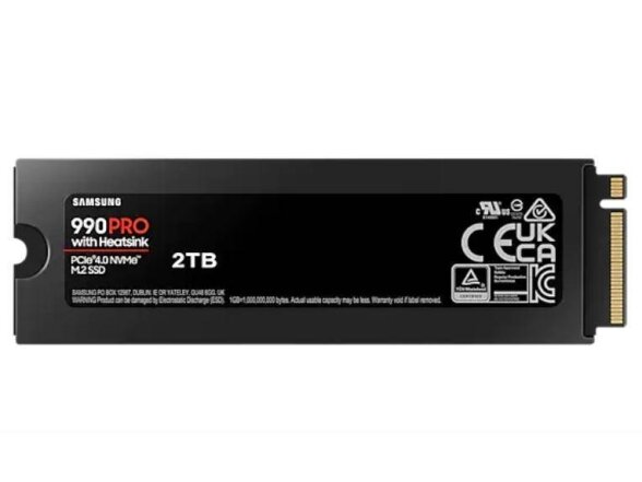 SSD|SAMSUNG|990 PRO with Heatsink|2TB|M.2|PCIE|NVMe|MLC|Write speed 6900 MBytes/sec|Read speed 7450 MBytes/sec|2.3mm|TBW 1200 TB|MTBF 1500000 hours|MZ-V9P2T0GW 2