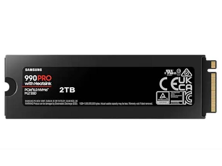 SSD|SAMSUNG|990 PRO with Heatsink|2TB|M.2|PCIE|NVMe|MLC|Write speed 6900 MBytes/sec|Read speed 7450 MBytes/sec|2.3mm|TBW 1200 TB|MTBF 1500000 hours|MZ-V9P2T0GW 2