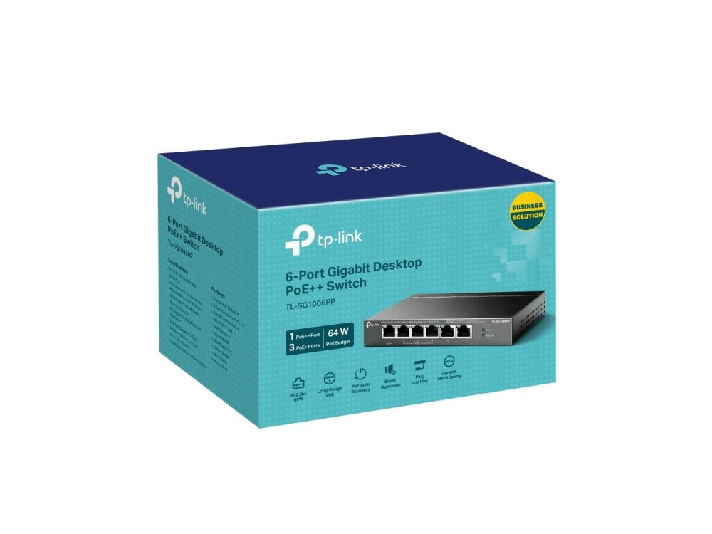 Switch|TP-LINK|TL-SG1006PP|Desktop/pedestal|6x10Base-T / 100Base-TX / 1000Base-T|PoE+ ports 4|TL-SG1006PP 2