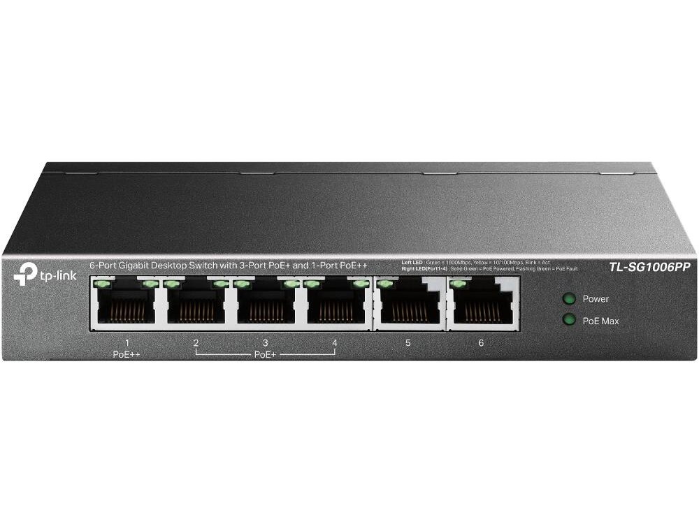 Switch|TP-LINK|TL-SG1006PP|Desktop/pedestal|6x10Base-T / 100Base-TX / 1000Base-T|PoE+ ports 4|TL-SG1006PP
