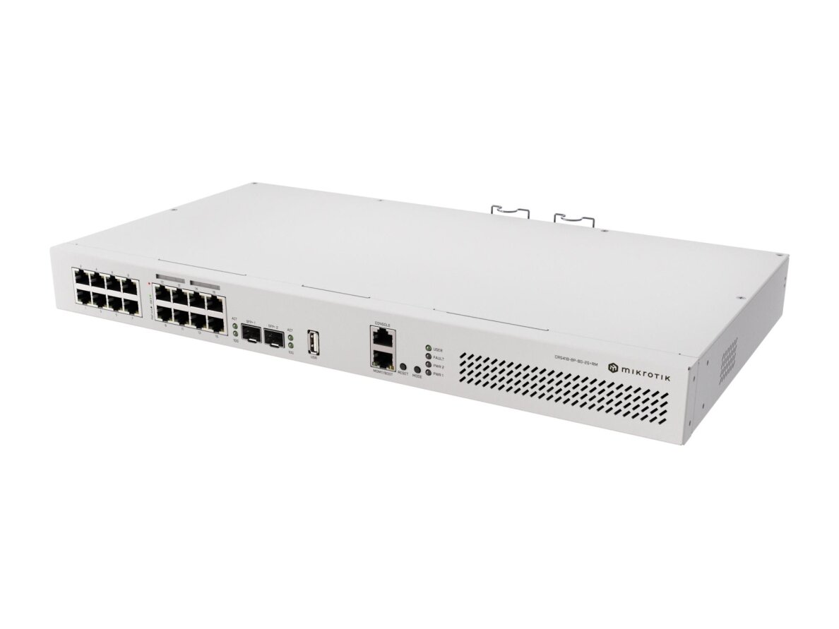 Switch|MIKROTIK|CRS418-8P-8G-2S+RM|Type L3|PoE ports 8|150 Watts|CRS418-8P-8G-2S+RM 2