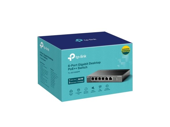 Switch|TP-LINK|TL-SG1006PP|Desktop/pedestal|6x10Base-T / 100Base-TX / 1000Base-T|PoE+ ports 4|TL-SG1006PP 2