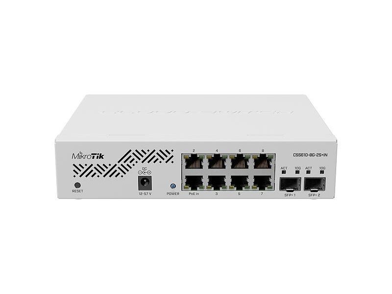 Switch|MIKROTIK|CSS610-8G-2S+IN|Desktop/pedestal|8x10Base-T / 100Base-TX / 1000Base-T|2xSFP+|CSS610-8G-2S+IN Switch|MIKROTIK|CSS610-8G-2S+IN|Desktop/pedestal|8x10Base-T / 100Base-TX / 1000Base-T|2xSFP+|CSS610-8G-2S+IN